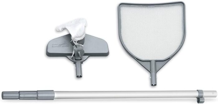 Summer Waves Frame Pool Komplettset | Rechteckig 549x274x132 cm Grau | Aufstellpool Set | Gartenpool & Schwimmbecken inkl. Sandfilterpumpe, Bodenvlies, Abdeckplane & Einstiegsleiter