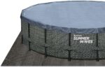 Summer Waves Frame Pool Komplettset | Rund 549x132 cm Rattan Optik Grau | Aufstellpool Set | Gartenpool & Schwimmbecken inkl. Filterpumpe, Bodenvlies, Abdeckplane & Einstiegsleiter
