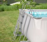 Summer Waves Frame Pool Komplettset | Rechteckig 549x274x132 cm Grau | Aufstellpool Set | Gartenpool & Schwimmbecken inkl. Sandfilterpumpe, Bodenvlies, Abdeckplane & Einstiegsleiter