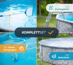 Summer Waves Frame Pool Komplettset | Rund 427x107 cm Steinoptik Grau | Aufstellpool Set | Gartenpool & Schwimmbecken inkl. Filterpumpe