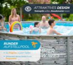 Summer Waves Frame Pool Komplettset | Rund 427x107 cm Steinoptik Grau | Aufstellpool Set | Gartenpool & Schwimmbecken inkl. Filterpumpe