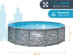 Summer Waves Frame Pool Komplettset | Rund 427x107 cm Steinoptik Grau | Aufstellpool Set | Gartenpool & Schwimmbecken inkl. Filterpumpe