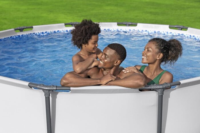 Bestway® Steel Pro MAX™ Aufstellpool-Set mit Filterpumpe Ø 366 x 100 cm, lichtgrau, rund