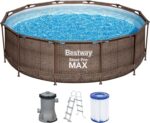 Bestway 56709-GS18 Steel Pro Max Stahlrahmenpool-Set mit Filterpumpe und Zubehör, 9150 L, blau, 366 x 366 x 100 cm